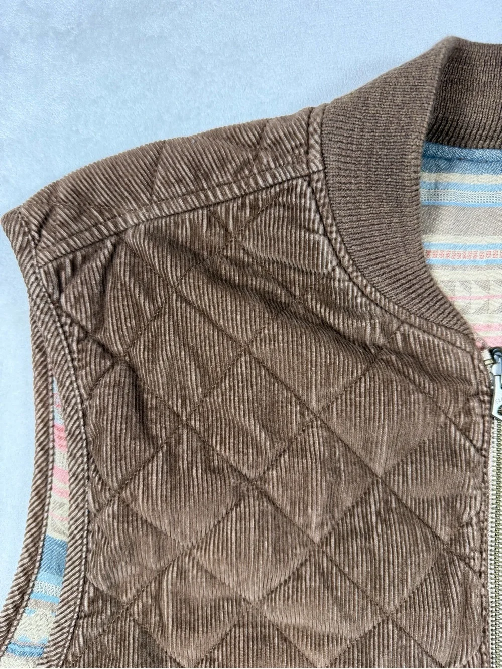 Faherty Men’s Large Reversible Quilted Corduroy & Aztec Cloth Vest Western Trad